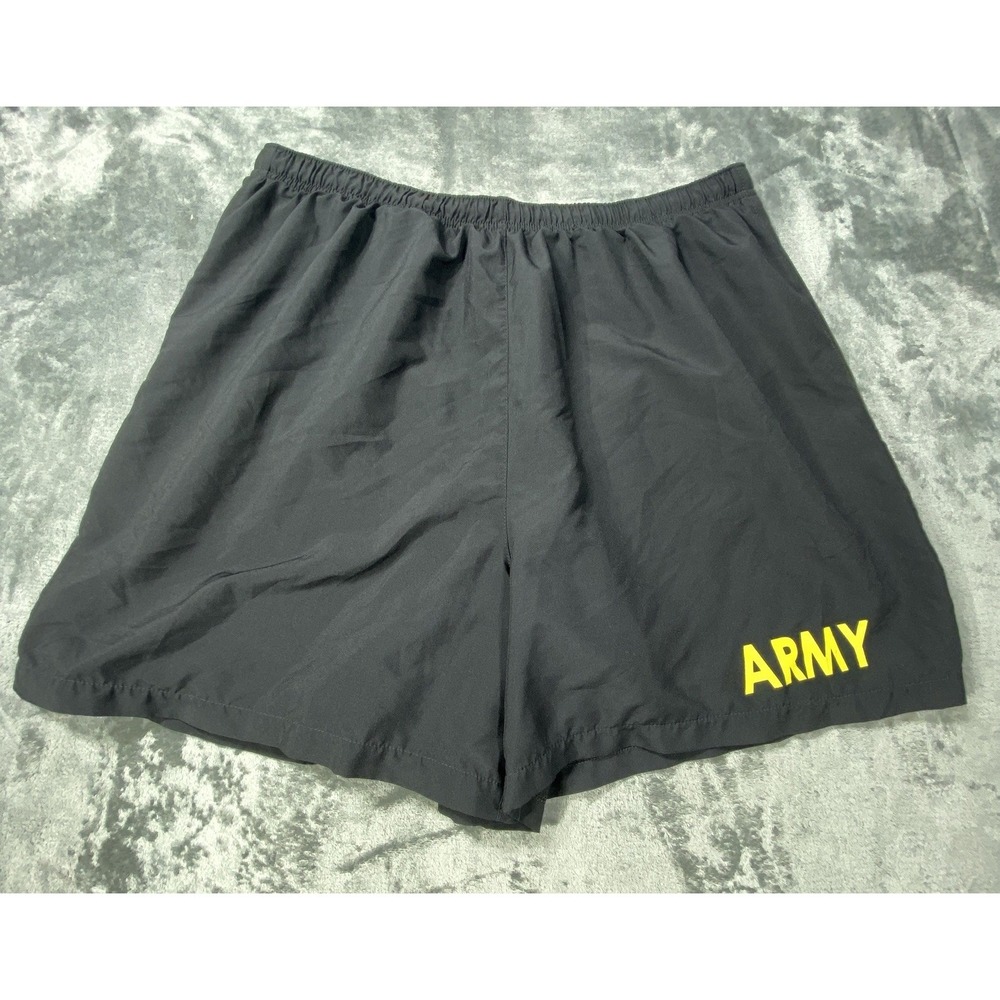 Army PT Shorts Mens Large Black Running Training Gym Athletic Drawstring Workout